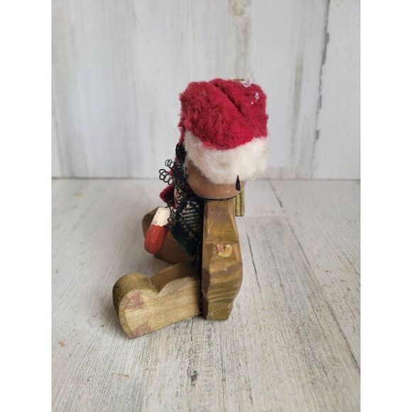 Vintage wooden Christmas Bell kitten cat figure home decor Xmas paws - Picture 3 of 7